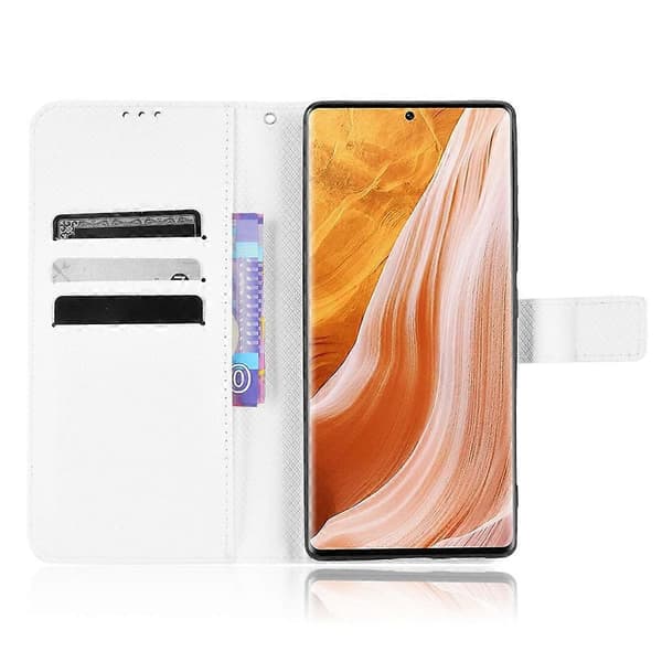 [LCS] För ZTE Axon 40 Pro Diamanttextur Läder Telefonfodral White