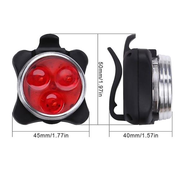 4 Moduser Sykkellys Innebygd Batteri Oppladbar USB LED Sykkellys Red