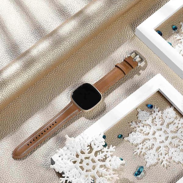 [LCS] Til Fitbit Versa 4/Fitbit Sense 2 Urrem Ægte Koskind Læder Armbånd Multicolor Style F