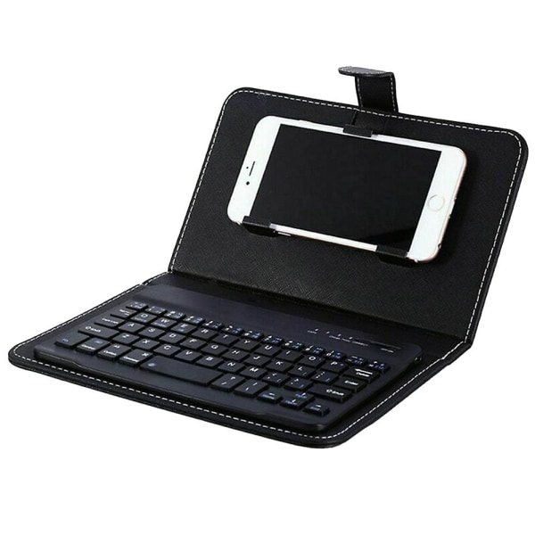 Mini bärbart trådlöst Bluetooth tangentbord med case för smartphone Black