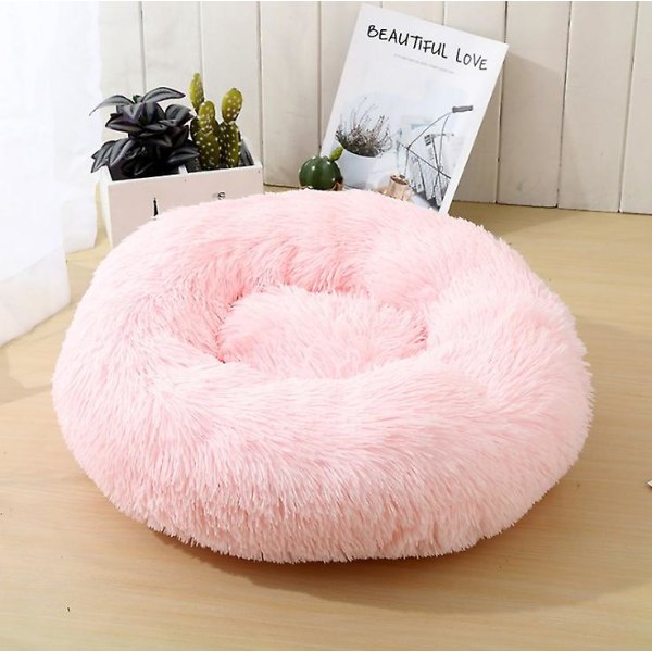 Mjuk Rund Fluffig Husdjurssäng Katt Hundsängar Light Pink L