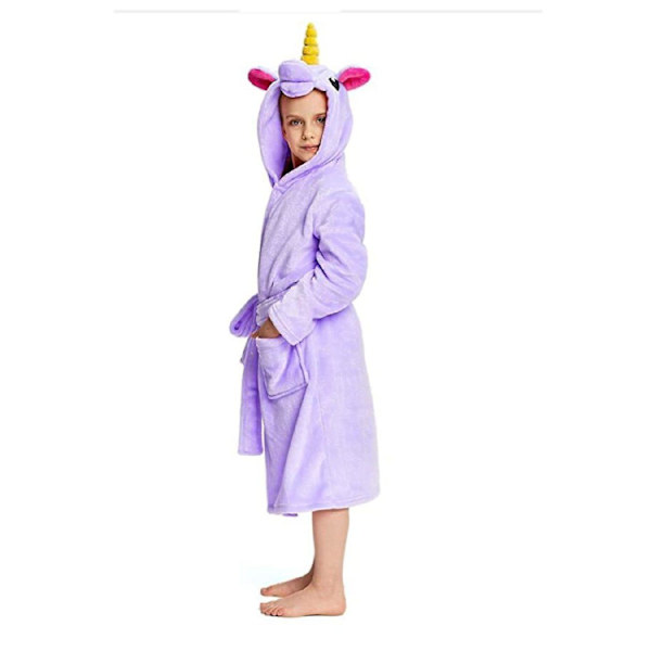 Reedca Piger Enhjørning Morgenkåbe Blød Hætte Badekåbe Nattøj Loungewear Gaver Til Piger Småbørn Børn Lilla Enhjørning 3-4 Years