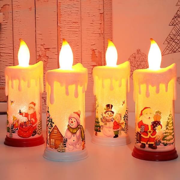 Flamlösa Ljus Set Kompatibla med Julklapp, Batteridrivna Pelarljus type1