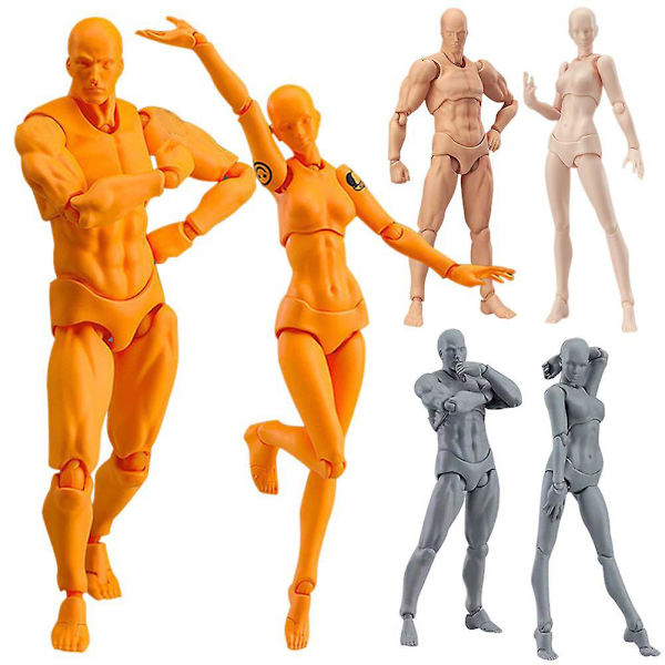 2 stk./sæt Lys Krop Chan & Kun Pvc Bevægelig Action Figur Model Til Shf Version 2.0 Gaver Grey