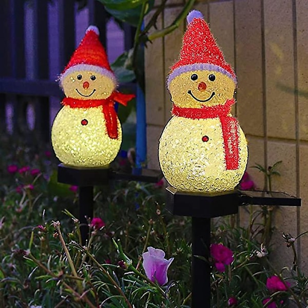 Jouluinen lumiukko polkuvalot 2 kpl LED aurinkokennovalot