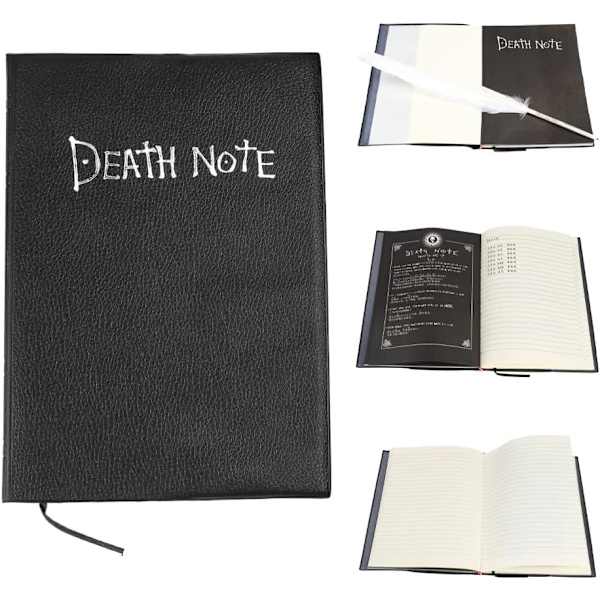 Death Note Notebook, Anime Theme Death Note with Necklace and Feather