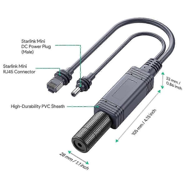 [LCS]100W Isolert Gigabit POE Splitter for Starlink Mini Dishy - Høyeffekts Ethernet-adapter