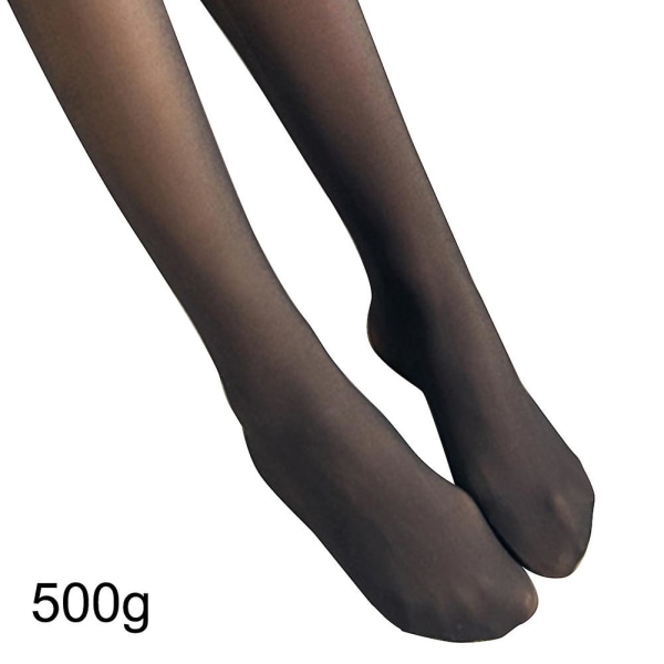 Hudtonad Genomskinlig Varm Strumpbyxor High Waist 1-delad Leggings för kvinnor Black Skin 5g
