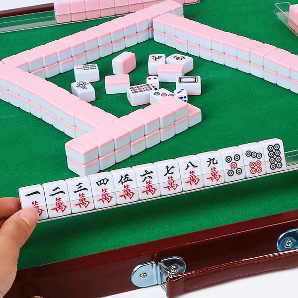 24 mm Mini Mahjong Set (förvaringsväska + kortlinjal + bordsduk) Resebärbar Liten Mahjong Sovsal Liten Mahjong Mini Pocket Mahjong