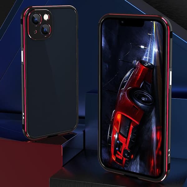 Linsebeskytter + metalramme-etui til iPhone 13 Silver