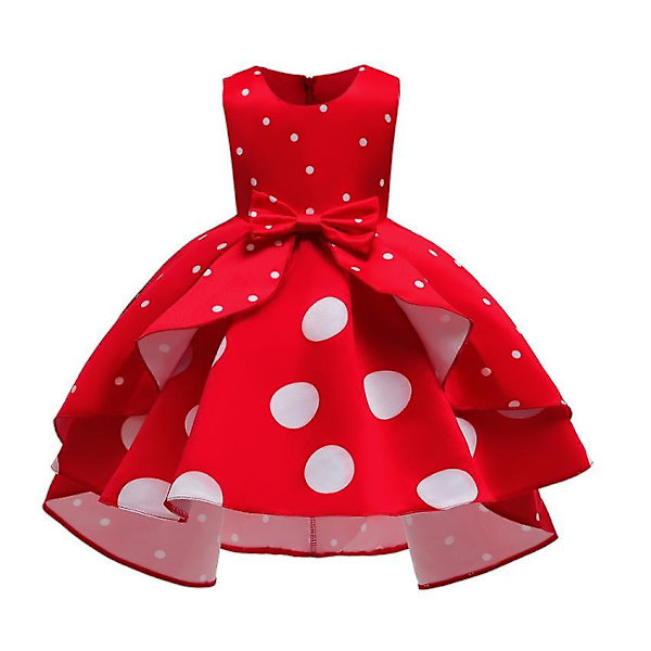 Tyttöjen Joulu Pilkullinen Syntymäpäivä Prinsessa Mekko Halloween Karnevaali Asu red 130