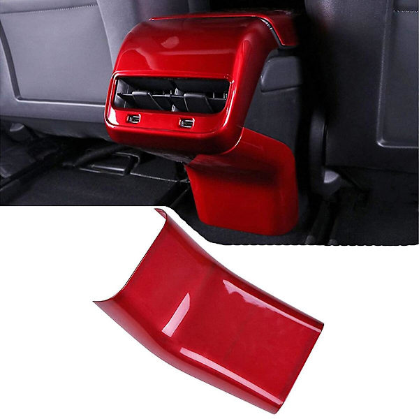 Matt kolfiber för Tesla Model 3 Y interiör armstöd box baksäte anti-spark skyddskåpa Model Y tillbehör Red
