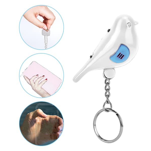 Fugle LED Fløjte Nøglefinder Intelligent Stemmestyret Nøglering med Batteri white