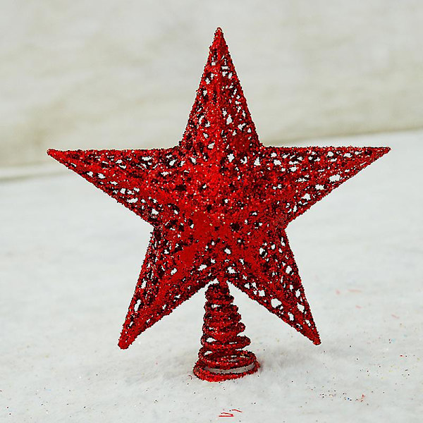 Julgransstjärna i Järn Glitter Julgransdekoration Ornament Red