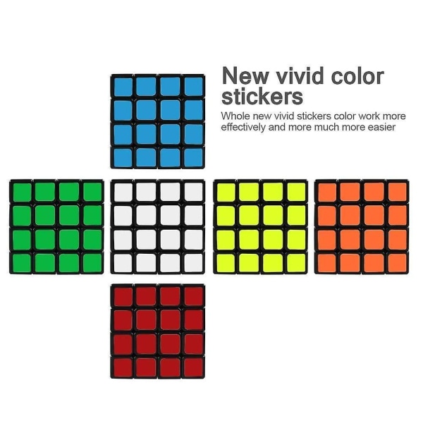 4x4 Stickerless Speed Rubik Cube, svart bas Magic Rubik 6 Color
