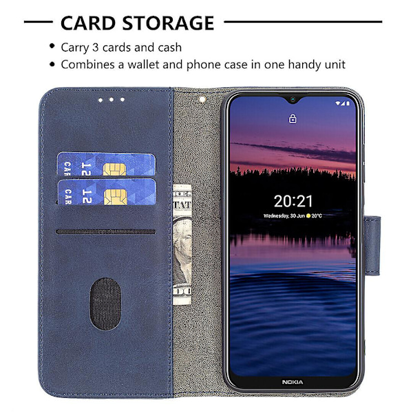 Cover til Nokia G20/g10 Etui Premium PU Læder Kortholder Blu