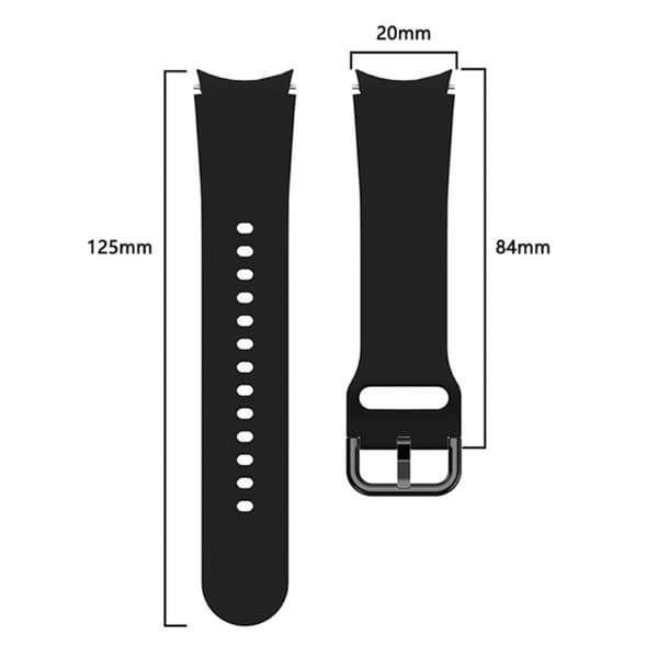 [LCS]Silikonerem kompatibel med Galaxy Watch 4/5/5 Pro/6/7/FE Sort 15