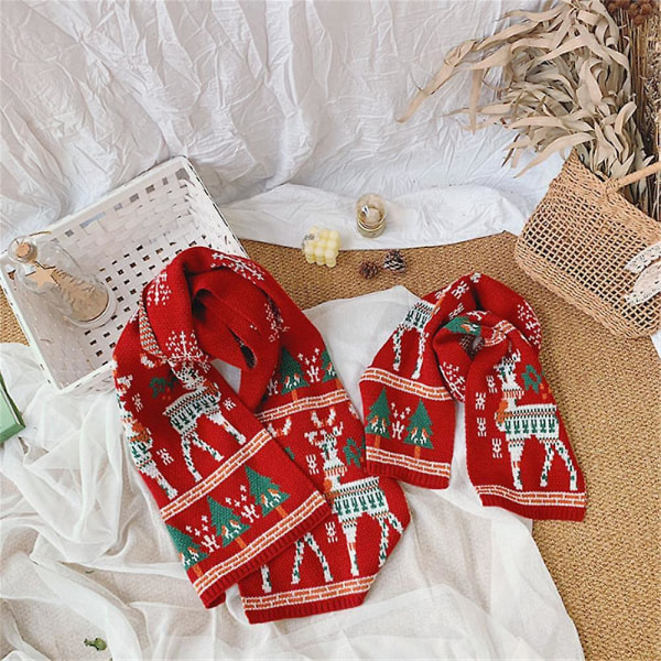 Julegave Foreldre-barn Ullskjerf Vinter Rådyr Baby Tykkere Varm Strikket Skjerf Style1 Adult