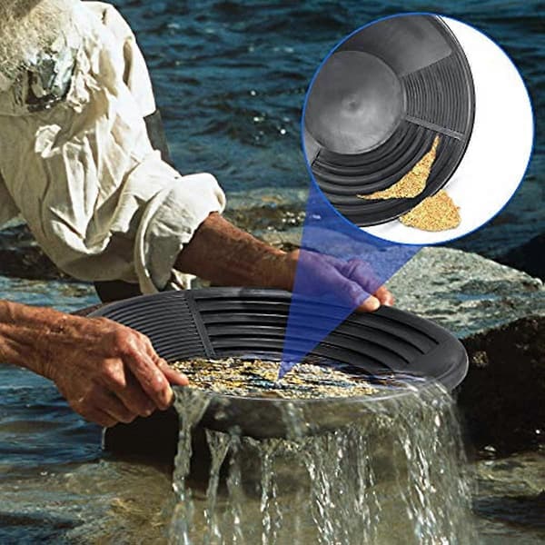 [LCS]PopHMN Plast Guldvaskningspanna för Nugget Mining Muddring Prospektering Guldvaskningspanna för Sand Guld Mining Manuell Tvätt Guldvaskningsutrustning (Svart)