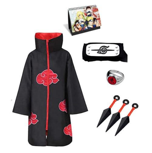 [LCS] 5-delt sæt med kappe, pandebånd, ring, Kunai Naruto Xiaoyu Chiha It