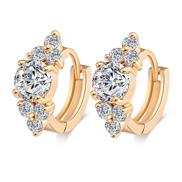 Dame Mode Zircon Øreringe 18k Guldbelagt