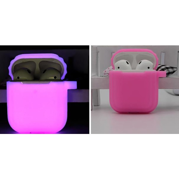 Case kompatibelt med Airpods 2 & 1 , frontled synlig med krok Pink