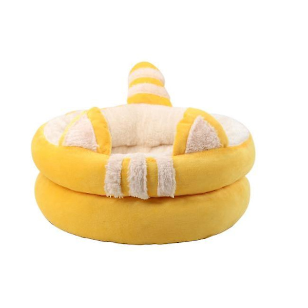 Pyöreä kissanpeti, konepestävä, liukastumista estävä pohja, erittäin pehmeä muhkea tyyny yellow