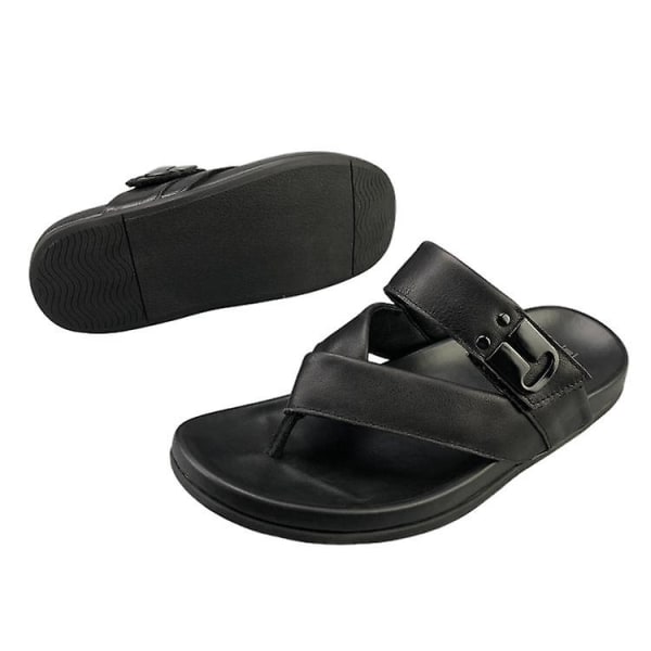 Mäns läder topplager kohud Casual Flip Flops bekväma sandaler 39