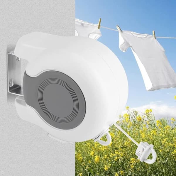 [LCS] Retractable Outdoor Clothesline, 13m Retractable Wall Mounted Drying Rack with 2 Clotheslines
