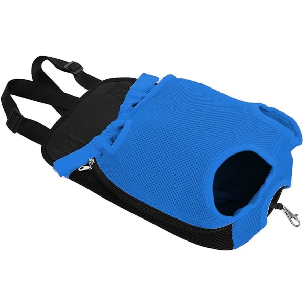 Ben-ut front hundhållare, handsfree justerbar ryggsäcksväska Mesh*Blue