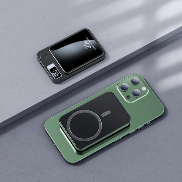 Magnetisk Portabel Laddare 20000 mAh Snabbladdning 22.5W Powerbank Svart