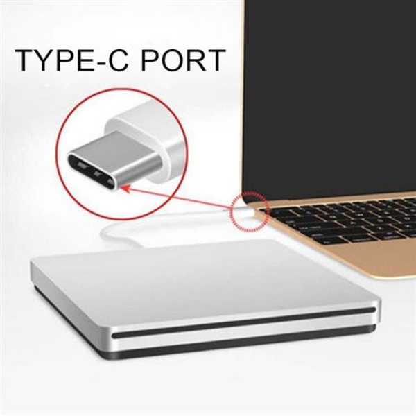 Type-C CD-DVD-RW-enhet/brännare kompatibel med extern MAC-laptop (SILVER)