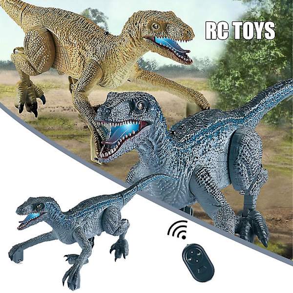 Fjärrkontroll Dinosaurieleksaker Med LED-ljus Och Rörlig Led Batteridriven Födelsedag Julklapp För Blue