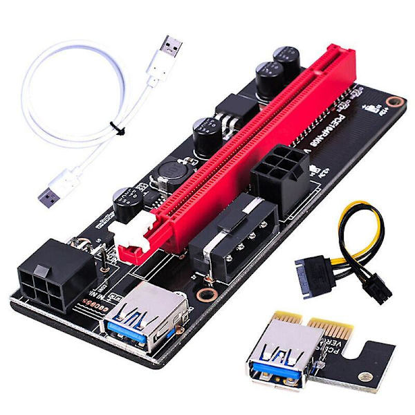 (Vit) 6-pin PCI-E Express USB3.0 1X Till 16X Förlängnings Riser Kort Adapter Strömkabel