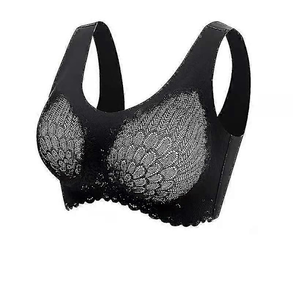 Latex Undertøy Sømløs Pustende Bøyle Vakker Rygg Sports-BH Push-up Anti-heng Svart M Black