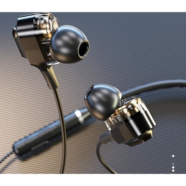 Langattomat Dual Dynamic -kaulakuulokkeet Bluetooth-kuulokkeet Puhelu Vedenpitävät Mikillä (musta)