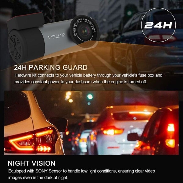Dash Cams 1920x1080p Hd Wifi Video Night Vision Recorder Bilkamera USB Cable Cam