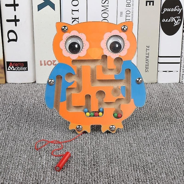 Montessori Magnetisk Labyrint Leksak för Barn Träpussel Spel Leksak Pedagogisk Hjärngympa Träleksak Tortoise-tj026c