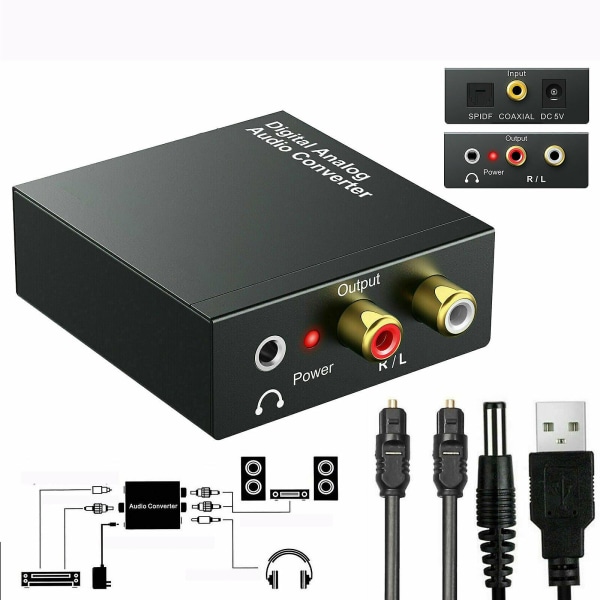 Optisk Koaxial Toslink Digital Till Analog Ljudomvandlare Adapter Rca 3.5mm L/r