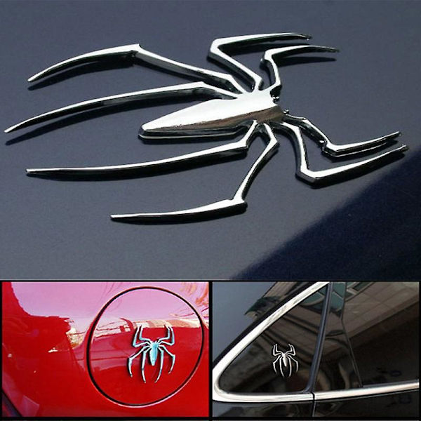 3D Universell Metall Edderkoppform Emblem Krom Klistremerke