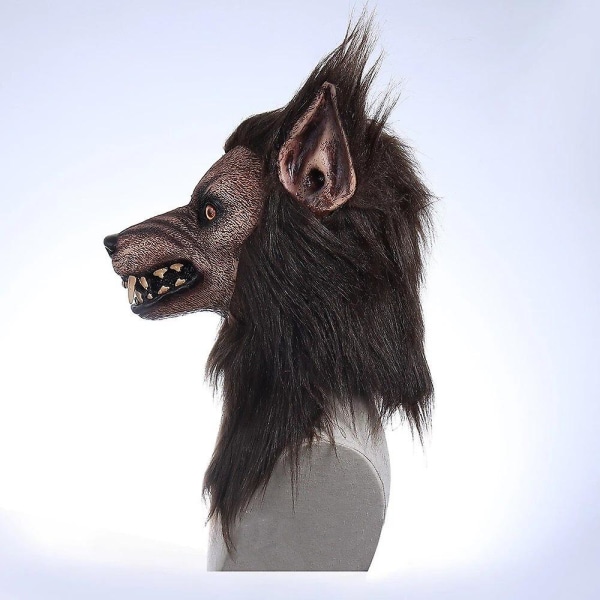 Anime Varulvsmask Djur Varg Realistisk Cosplay Latexmask Hal Brown
