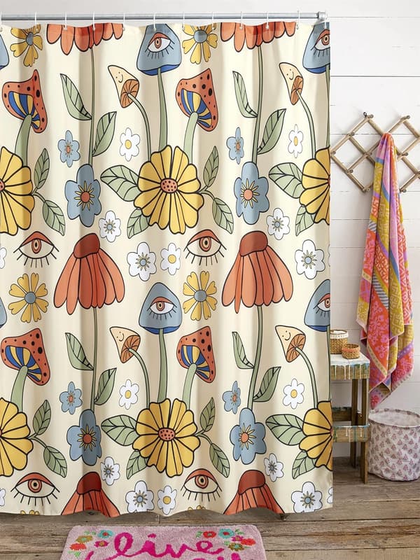 [LCS]180*200cm Retro 70'er badeforhæng Psykedelisk blomstermønster
