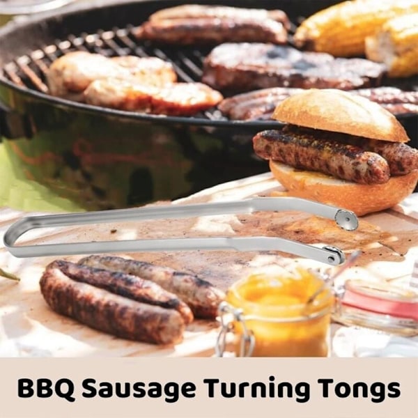 Roulette grilltang, BBQ PØLSETANG, Roulette grill pølsetang, grilltang med ruller i rustfrit stål, grilltang med roule