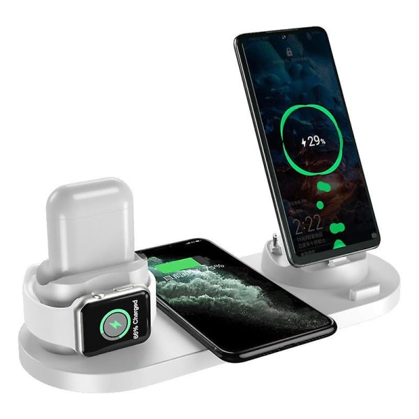 Trådløs oplader til iPhone 12 Pro Max 11 Xs Max 8 Plus 10W Hurtig Pad til Apple opladere (Hvid)