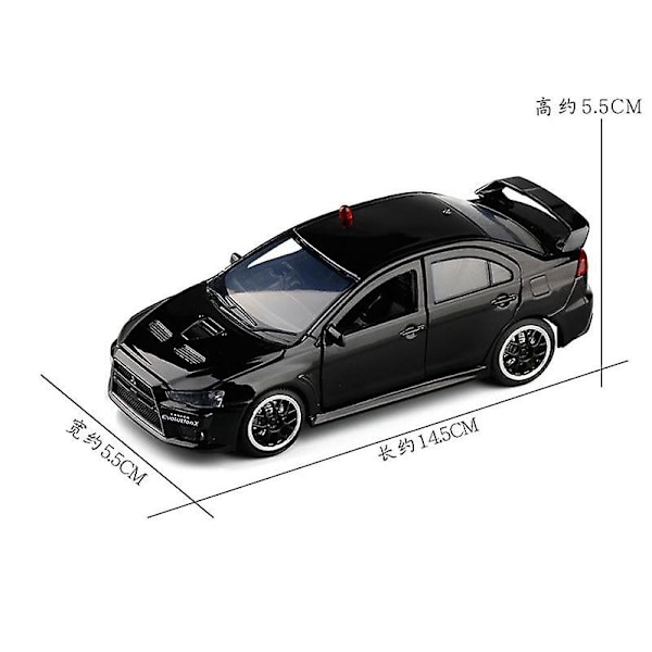 EVO IX 9 poliisimallin leluauto simulaatioäänellä ja -valolla EVO X 10 painevalettu leluautomalli (musta)