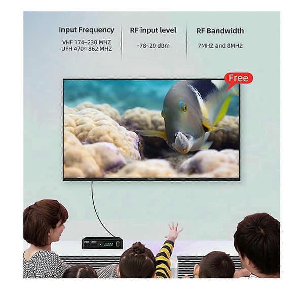 Dvb-t2 TV-tuner Terrestrisk TV-mottaker Digital TV-dekoder Hevc Dvbt2 264 Hd TV-bokser Usb S