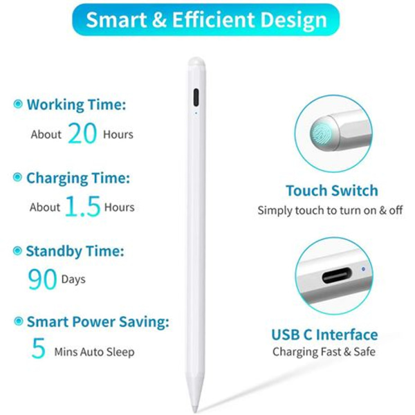 YOUKUKE Magnetisk Kapacitiv Palm Rejection Tilt Stylus Pen til i