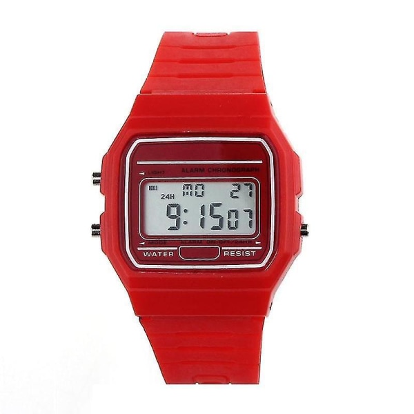 Nytt silikongummiband retro vintage digital watch（röd）