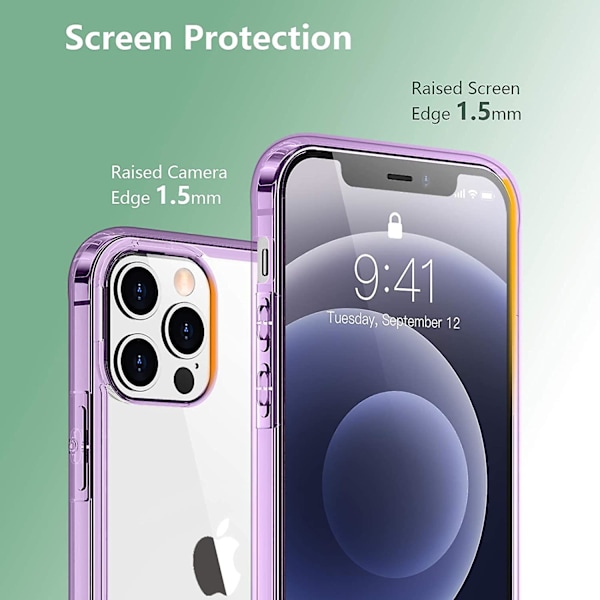 Kirkas suojakuori yhteensopiva iPhone 12 -kuoren/yhteensopiva iPhone 12 Pro -kuoren kanssa Purple