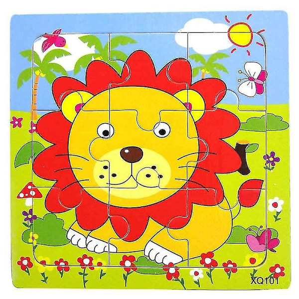Træpuslespil med dyr til 3D mosaik, lærerigt for børn, til babys fødselsdag Lion